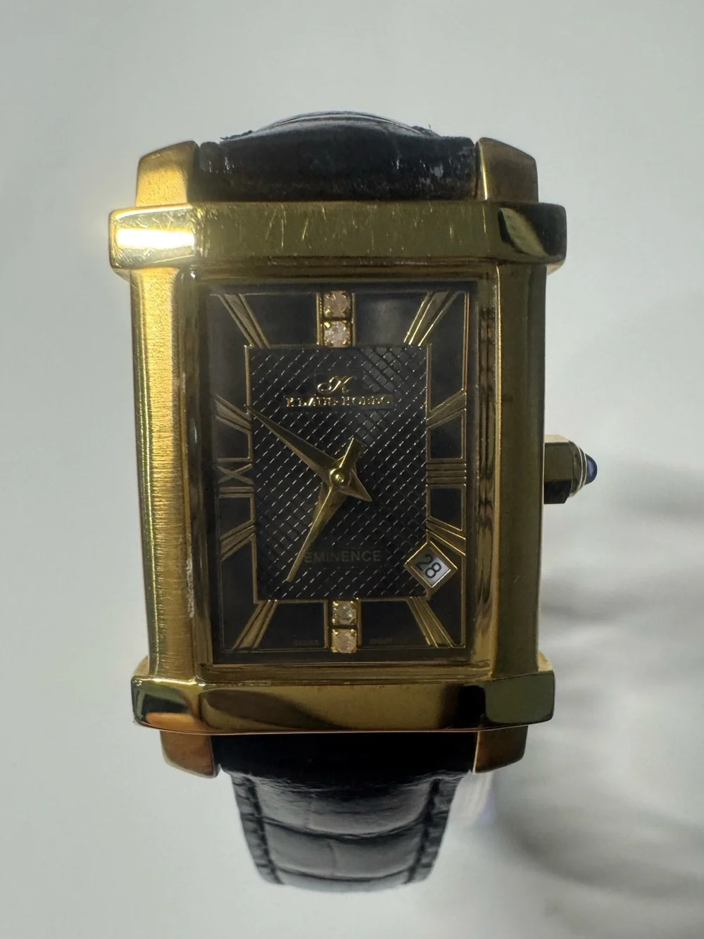 Eminence Black Dial Gold-Tone Rectangular Women’s Watch